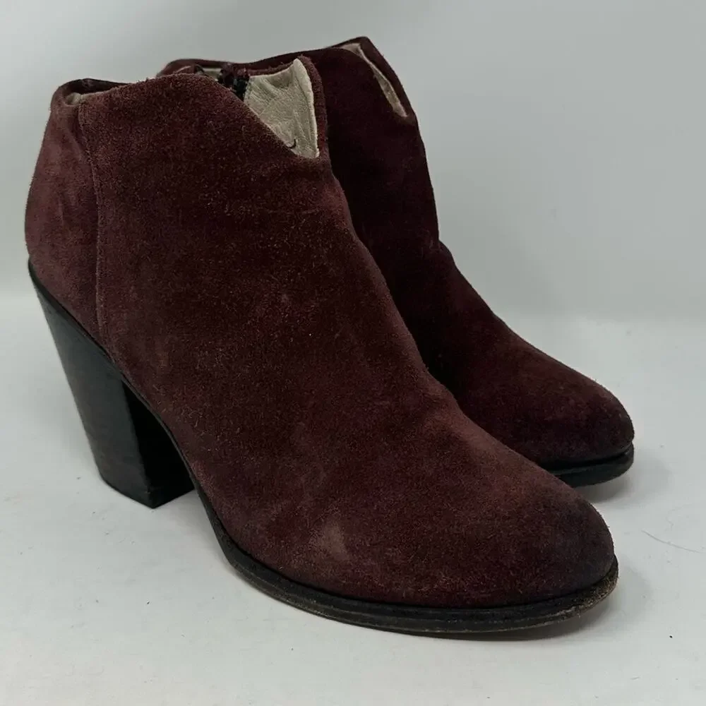 Freebird By Steven Womens Detroit Ankle Boots Booties Burgundy Leather Zip 8